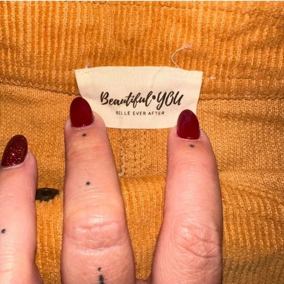 Corduroy Button-Front Mini Skirt – Mustard – Size Small - Picture 4 of 6